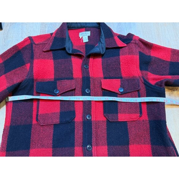 Vintage LL Bean Mens Script Label Buffalo Check Plaid Wool Shirt Hunting Shacket - Picture 6 of 8